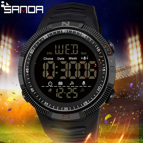 SANDA Men'S 1968.5Inch Waterproof Outdoor Sport Casual Military Wrist Watches, Led Light Stopwatch Alarm Clock Date Calendar Wristwatch, Birthday Christmas Gift