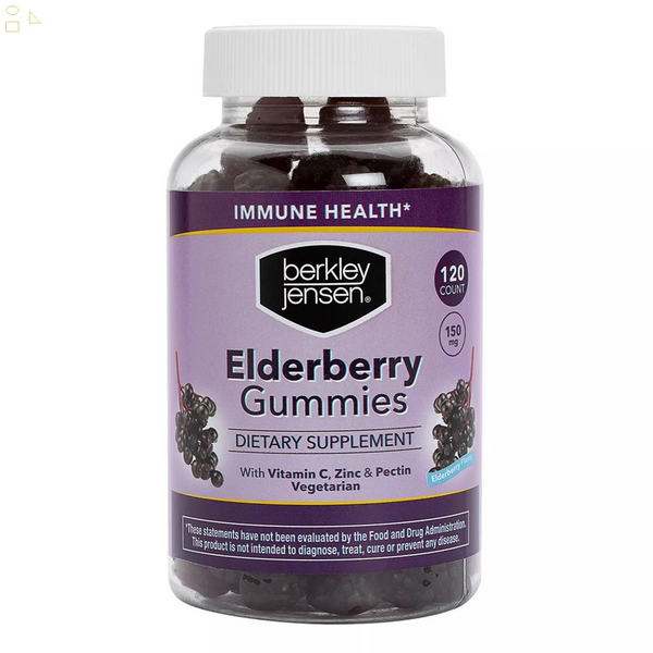 B.J Jensen Sambucus Elderberry Gummies with Vitamin C & Zinc, 120 Ct./150Mg | 2 Times More Sambucus Elderberry Than Leading Brand