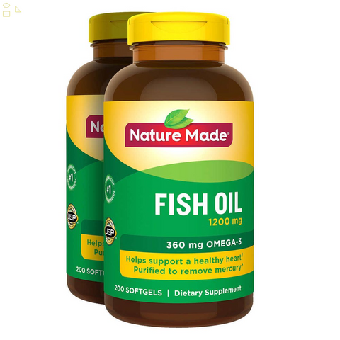 Nature Made Fish Oil 1200 Mg., 400 Softgels Twin Bottles Each 200 ct