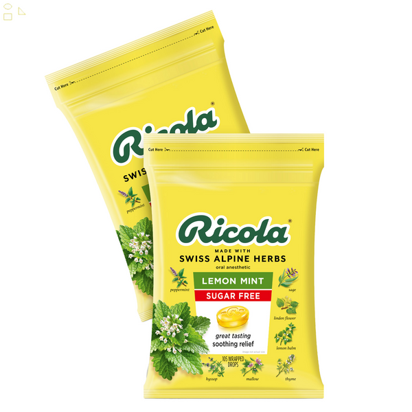 2 Pack Ricola Sugar Free Lemon Mint Cough Drops, 210 Drops each 