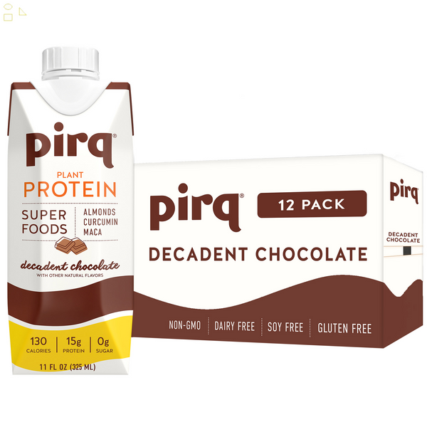 Pirq Plant-Based Protein Shakes, Decadent Chocolate, 11 Fl Oz, 12-Pack