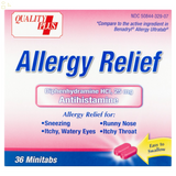 Pack Of 3 Quality plus Allergy Relief Minitabs, 36 Tablets Each | Total 108 Minitabs | Compare To Benadryl Ultratabs Antihistamine Active ingredients