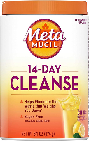 Metamucil, 14-Day Cleanse, Sugar-Free, Psyllium Husk Fiber Supplement, Eliminate Waste & Promote Regularity, Citrus Flavor, (6.1 OZ)