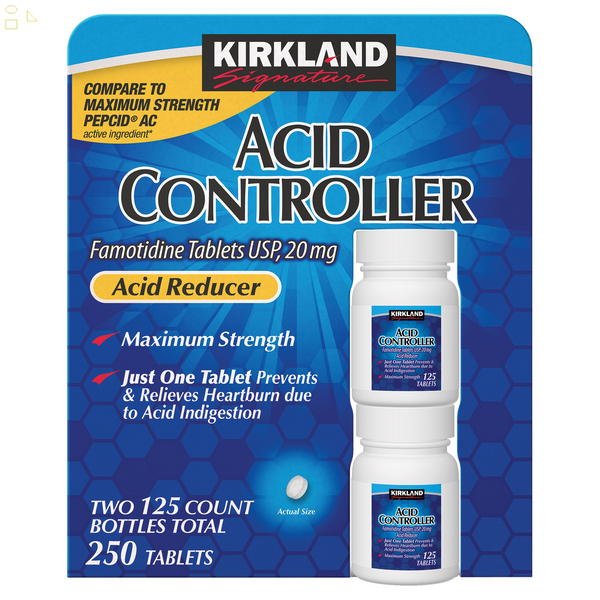 Kirkland Famotidine 20 Mg., Antacid, Acid Controller, Heartburn Relief  250 Tablets | Compare to Maximum Strength Pepcid®