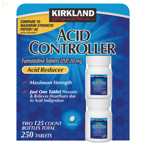 Kirkland Famotidine 20 Mg., Antacid, Acid Controller, Heartburn Relief  250 Tablets | Compare to Maximum Strength Pepcid®