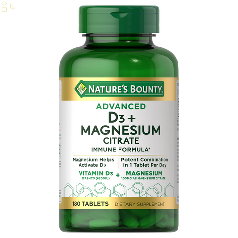 Nature'S Bounty Advanced D3 + Magnesium Citrate Immune Formula, 180 Tablets