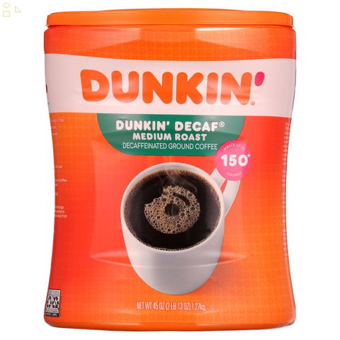 Dunkin' Donuts Decaffeinated Ground Coffee, Medium Roast (45 Oz.)