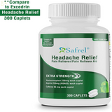 Extra Strength Headache Pain Relief (300 Caplets) | Head Pain Relief, Muscle Aches, Back Pain & Body | Compare To Excedrin Active Ingredients