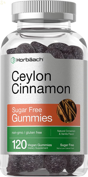 Sugar Free Ceylon Cinnamon Gummies 2000Mg | 120 Count | Vegan, Non-Gmo, Gluten Free | Natural Cinnamon & Vanilla Flavor | by