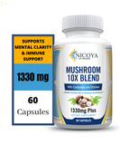 10X Mushroom Complex Supplement, Lions Mane, Reishi, Shiitake, Immune Capsule 60 Ct