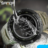 SANDA Men'S 1968.5Inch Waterproof Outdoor Sport Casual Military Wrist Watches, Led Light Stopwatch Alarm Clock Date Calendar Wristwatch, Birthday Christmas Gift