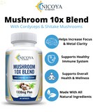 10X Mushroom Complex Supplement, Lions Mane, Reishi, Shiitake, Immune Capsule 60 Ct