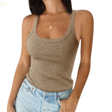 Women Casual Basic Vest Camisole Ribbed Cami Tank Tops Sleeveless T-Shirt Blouse