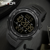 SANDA Men'S 1968.5Inch Waterproof Outdoor Sport Casual Military Wrist Watches, Led Light Stopwatch Alarm Clock Date Calendar Wristwatch, Birthday Christmas Gift