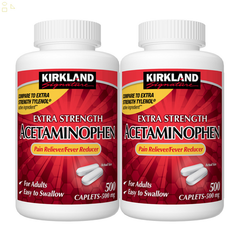 Kirkland Extra Strength Acetaminophen 500 Mg., 1,000 Caplets | Compare To Tylenol Extra Strength Active Ingredients