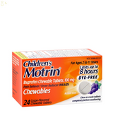 Children'S Motrin Dye-Free Ibuprofen Chewable Tablets, Grape, 24 Ct