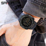 SANDA Men'S 1968.5Inch Waterproof Outdoor Sport Casual Military Wrist Watches, Led Light Stopwatch Alarm Clock Date Calendar Wristwatch, Birthday Christmas Gift