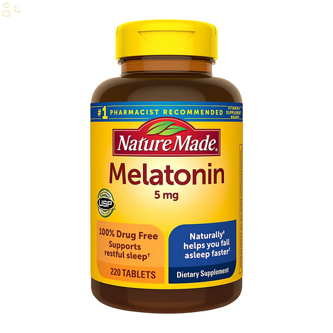 Nature Made Melatonin 5 Mg Tablets, 100% Drug Free Sleep Aid for Adults, 220 Count
