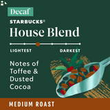 Starbucks Decaf House Blend, Medium Roast K-Cup Coffee Pods, 100% Arabica, 22 Ct​