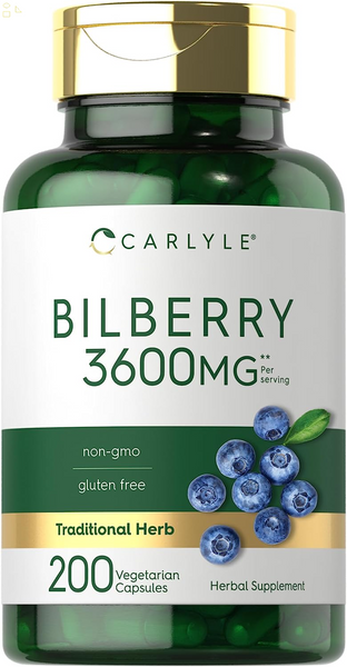 Bilberry Extract Capsules | 3600Mg | 200 Count | Vegetarian, Non-Gmo, Gluten Free Fruit Supplement for Eye Health