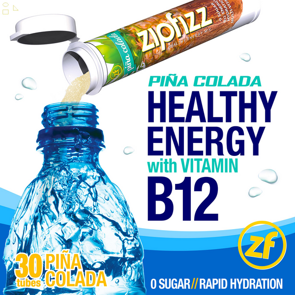 2 Packs of Zipfizz Multi-Vitamin Energy Hydration Drink Mix, 30 Tubes Each | Flavor: Pina Colada