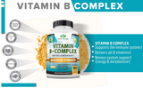 Vitamin B Complex with Vitamin C and Folic Acid - All B Vitamins 100 Veggie Caps