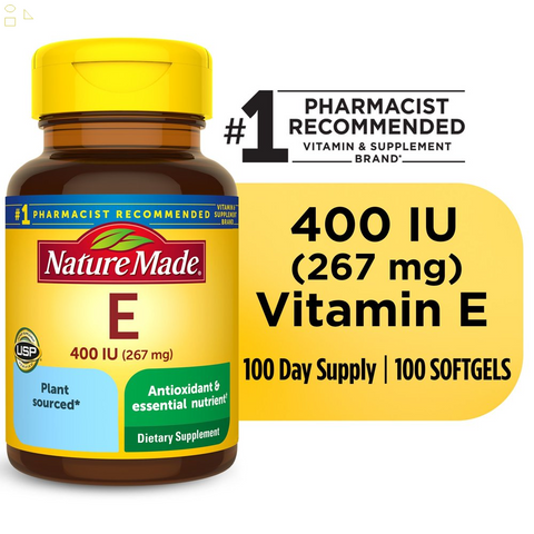 Nature Made Vitamin E Extra Strength 267 Mg (400 IU) D-Alpha 100 Softgels 