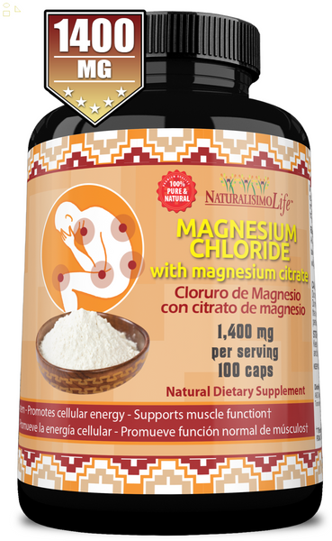 Magnesium Chloride (Cloruro De Magnesio) High Absorption 1,400 Mg 100 Caps