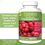 Trunature Pacran Cranberry 650 Mg., 140 Vegetarian Capsules Urinary Tract Health Support