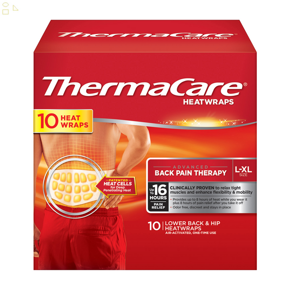 Thermacare Lower Back & Hip L/XL, 10 Heatwraps Air-Activated Relieves Pain