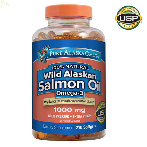 2 Pack Pure Alaska Omega Wild Salmon Oil 1000 Mg., 210 Softgels each | Natural Triglyceride Form