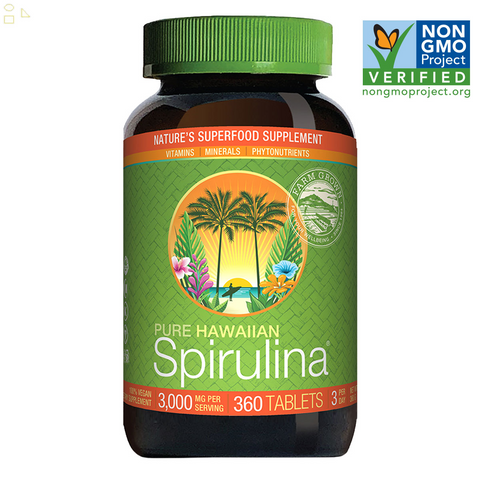 Pure Hawaiian Spirulina 3000 Mg., 360 Tablets | Vegan, Non-GMO