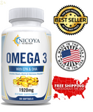 Omega 3 Fish Oil Capsules Triple Strength Joint Support 1920 Mg EPA & DHA