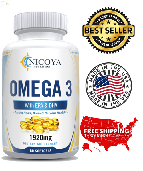 Omega 3 Fish Oil Capsules Triple Strength Joint Support 1920 Mg EPA & DHA