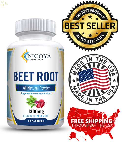 Organic Beet Root Powder Capsule 1300Mg per Serving Aids in Healthy Circulation