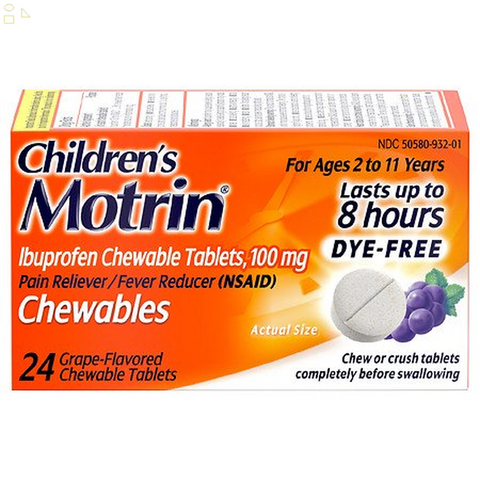 Children'S Motrin Dye-Free Pain Reliever & Fever Reducer Ibuprofen Pack of 4