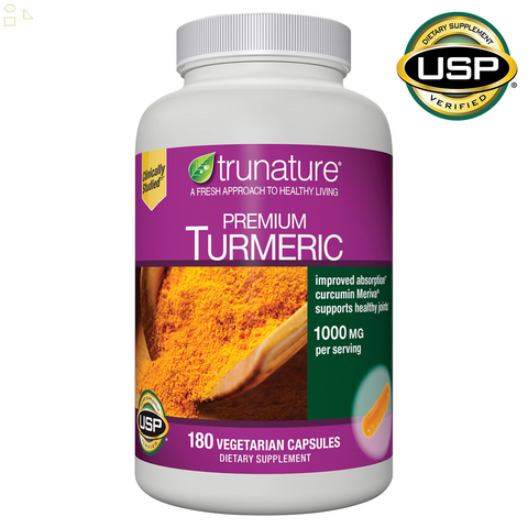 Trunature Premium Turmeric 1,000 Mg., 180 Vegetarian Capsules Supports Healthy Joints